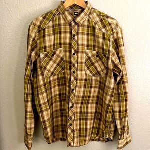 REI Button-up Plaid Shirt - Large